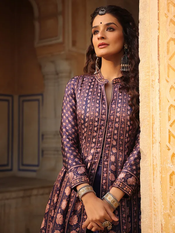 Purple printed salwar suit