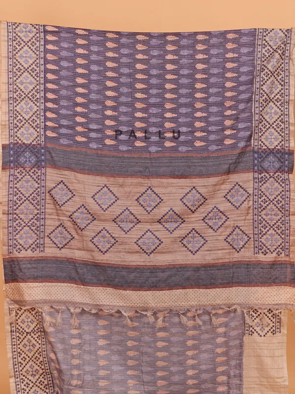 Purple printed saree in cotton for women