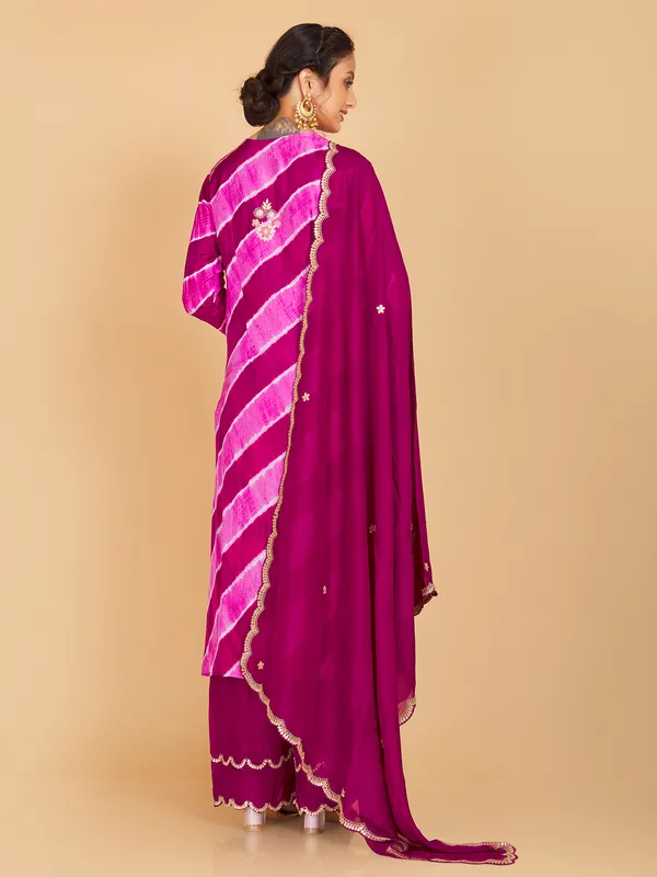 Purple printed silk salwar suit