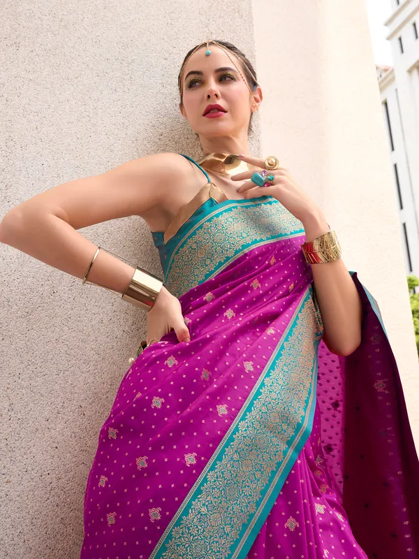Purple saree in soft silk