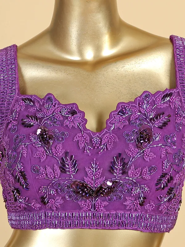 Purple satin printed designer suit