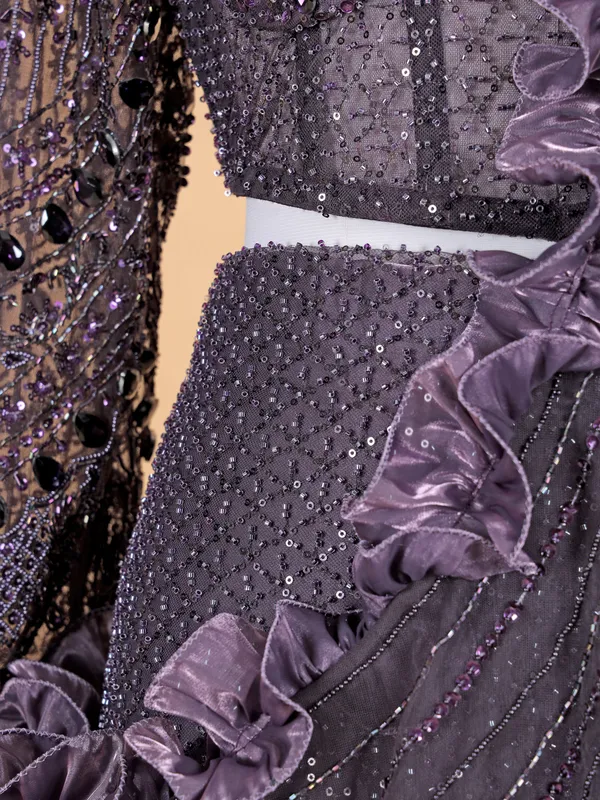 Purple satin silk designer lehenga choli