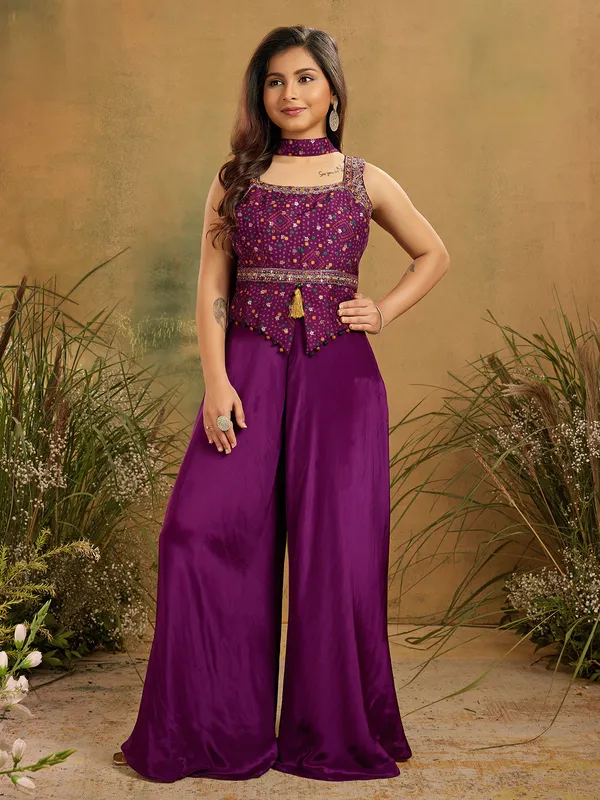 Purple satin silk designer suit