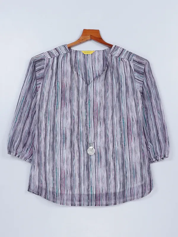Purple shaded printed casual top