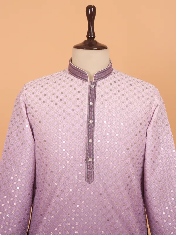 Purple shedded kurta set for festive wear