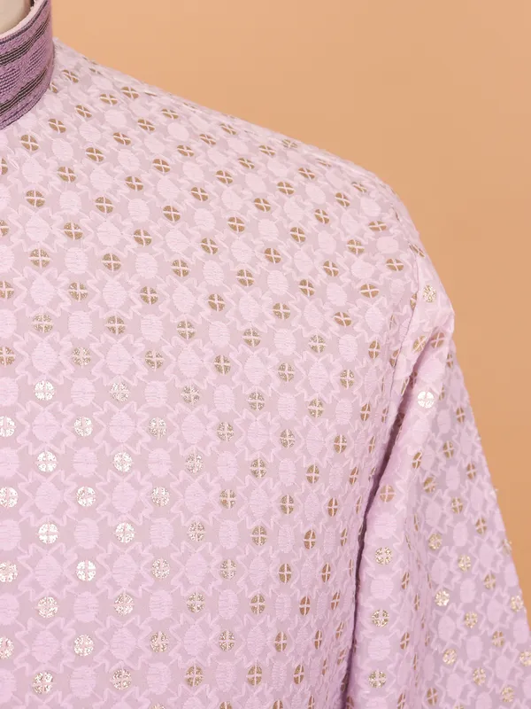 Purple shedded kurta set for festive wear