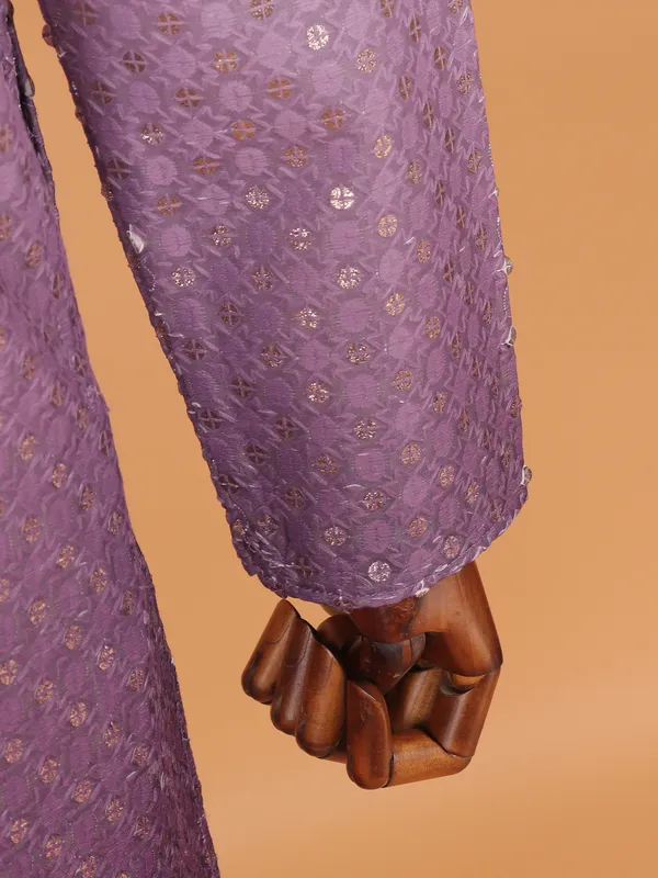 Purple shedded kurta set for festive wear
