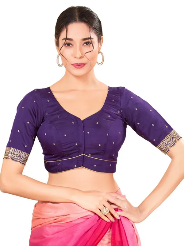Purple silk blouse with adornment
