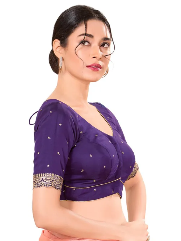 Purple silk blouse with adornment