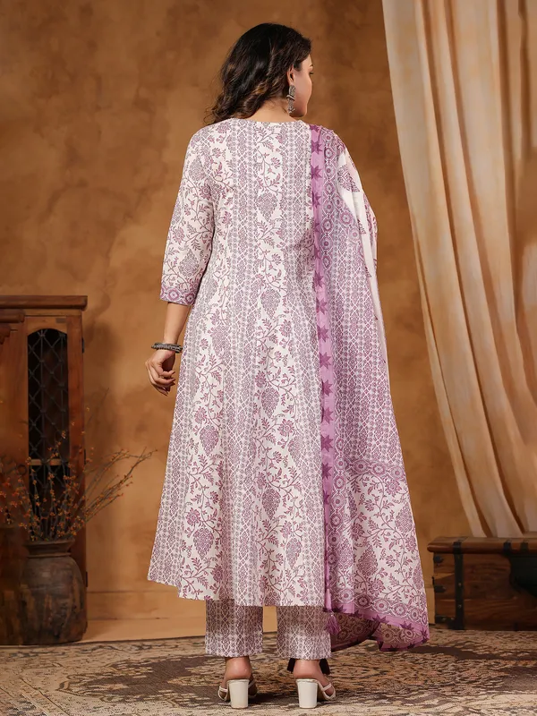 Purple silk festive set with aabla and beads work