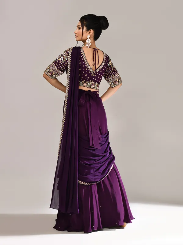 Purple silk heavy work designer lehenga choli