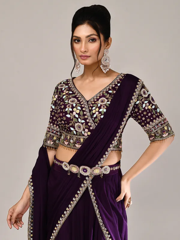Purple silk heavy work designer lehenga choli