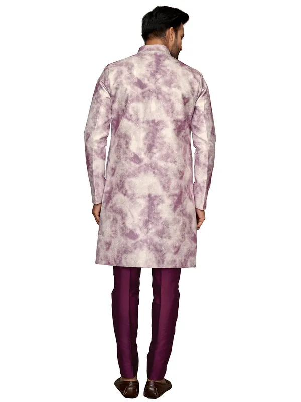 Purple silk indowestern for wedding look