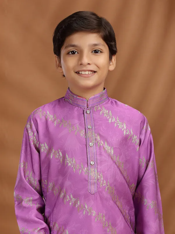 Purple silk kurta suit for festival