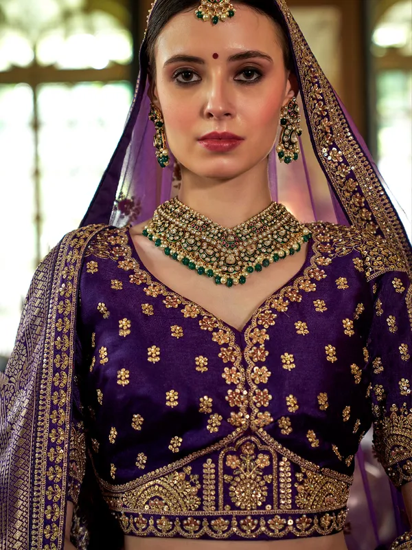 Purple silk lehenga choli for bride