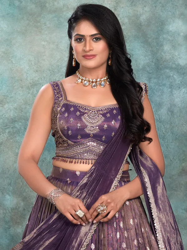 Purple silk lehenga choli for wedding wear