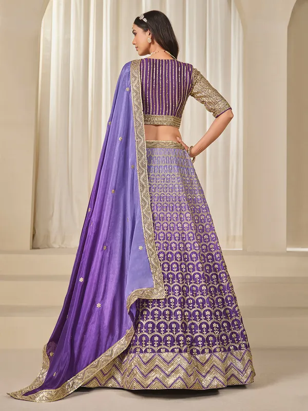 Purple silk lehenga choli in shaded