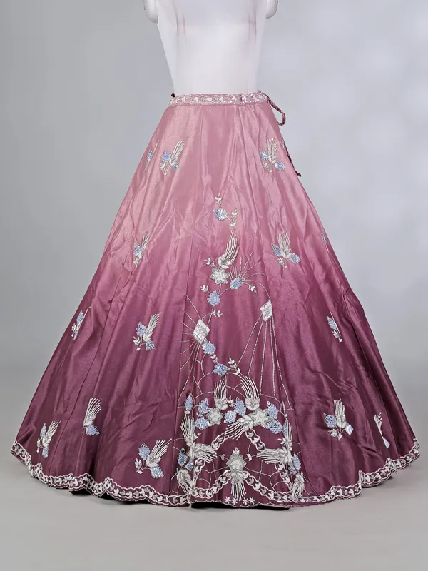 Purple silk lehenga choli with cutdana and sequins work