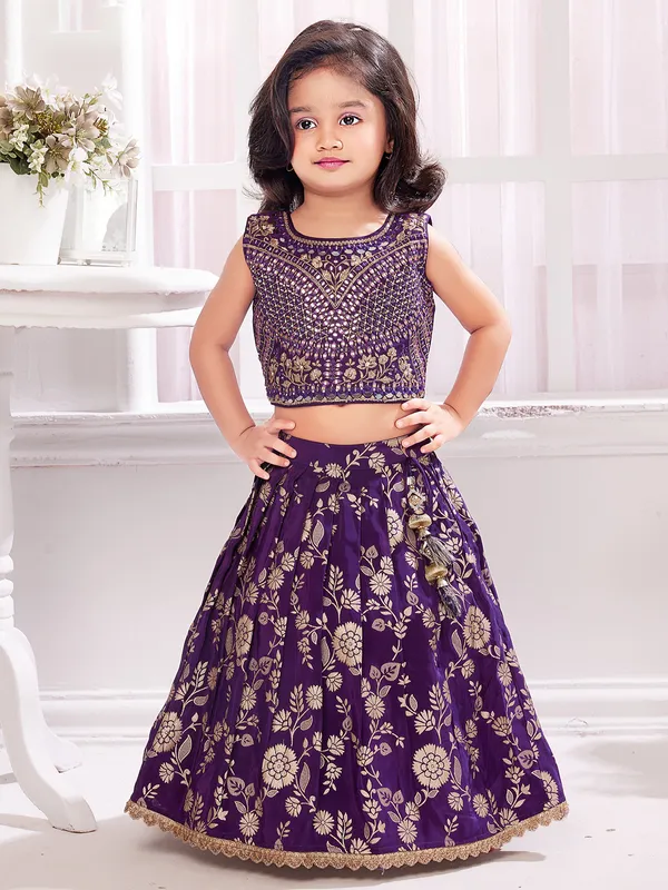 Purple silk lehenga choli with zari work