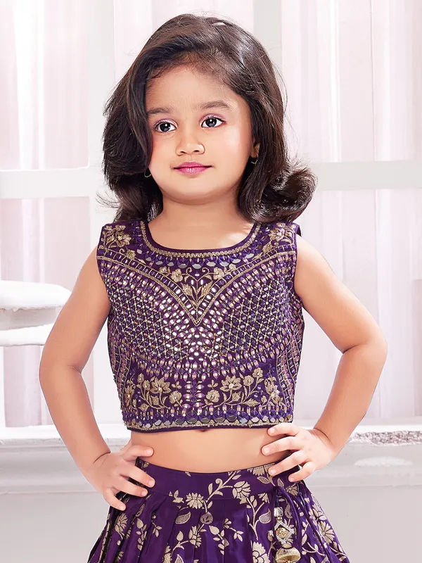 Purple silk lehenga choli with zari work