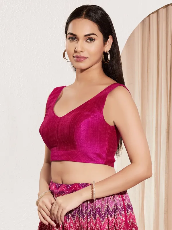 Purple silk ready made blouse for women