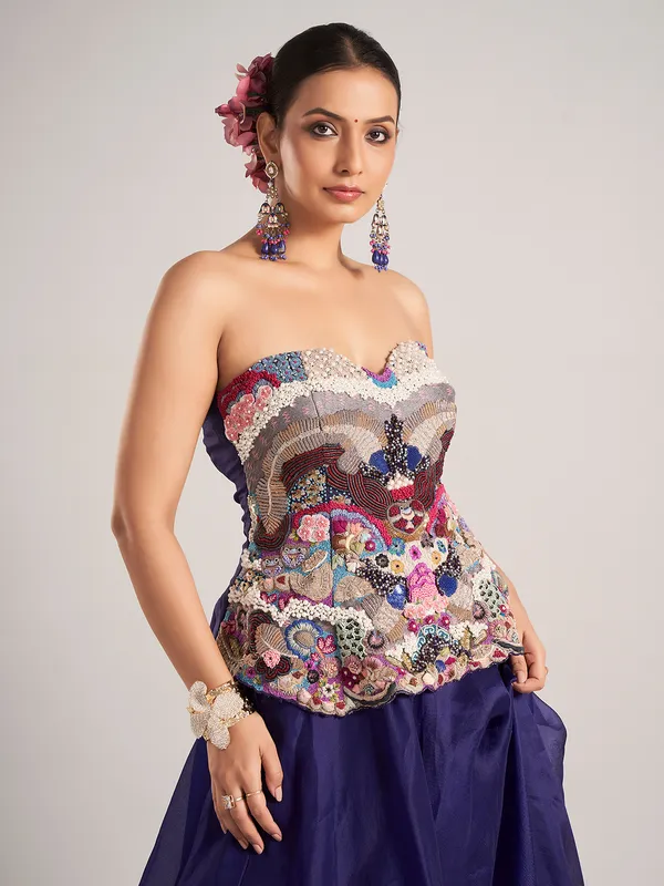 Purple silk reception wear lehenga choli