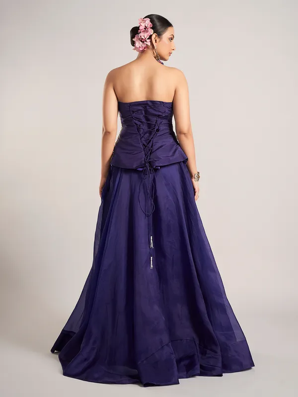 Purple silk reception wear lehenga choli