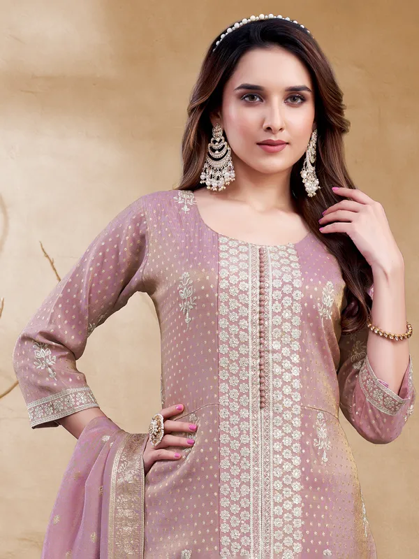 Purple silk salwar suit with sequins elegance
