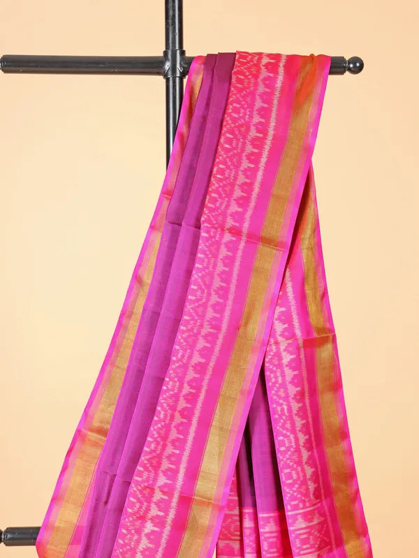 Purple silk saree in traditional printed design