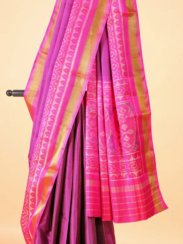 Purple silk saree in traditional printed design