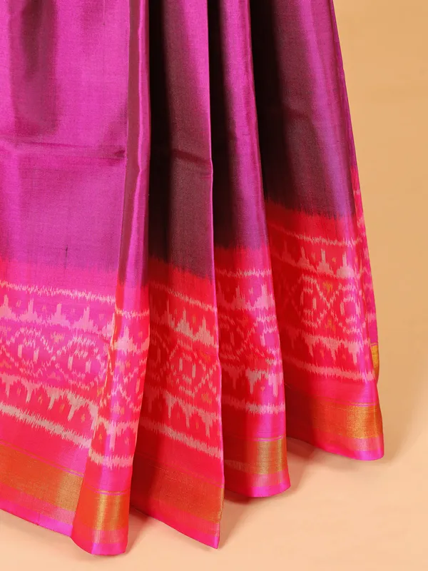 Purple silk saree in traditional printed design