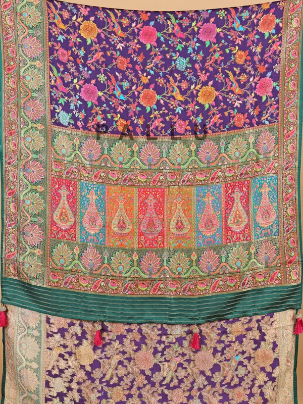 Purple silk saree with attractive motif weaving
