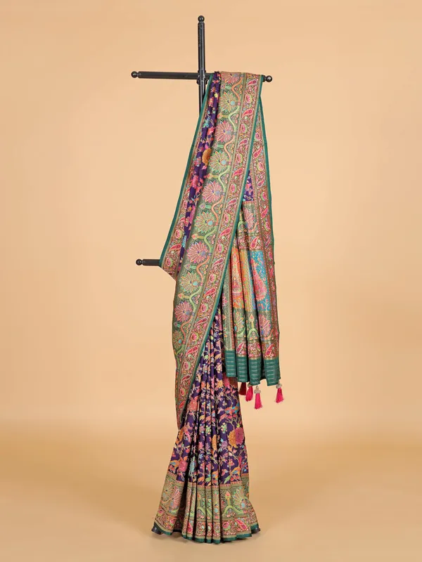 Purple silk saree with attractive motif weaving