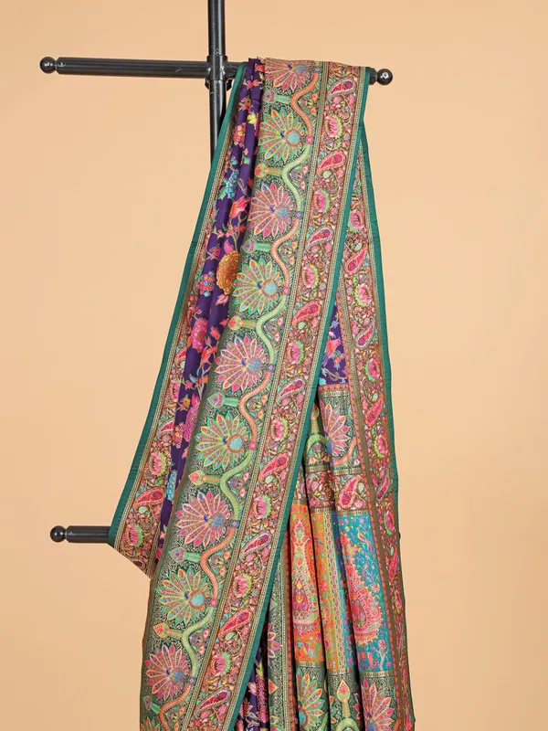 Purple silk saree with attractive motif weaving