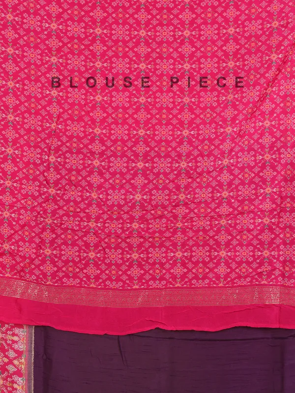 Purple silk saree with bold pink border