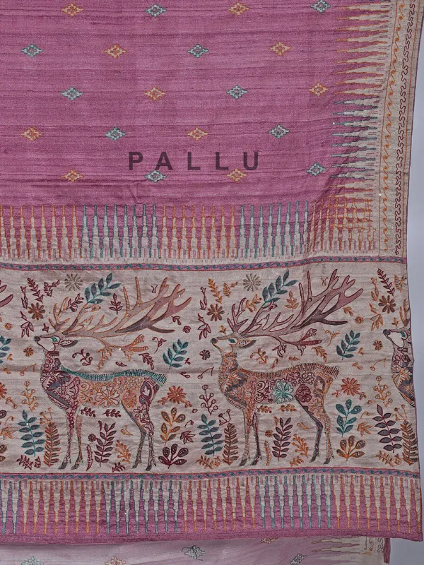 Purple silk saree with thread weaving