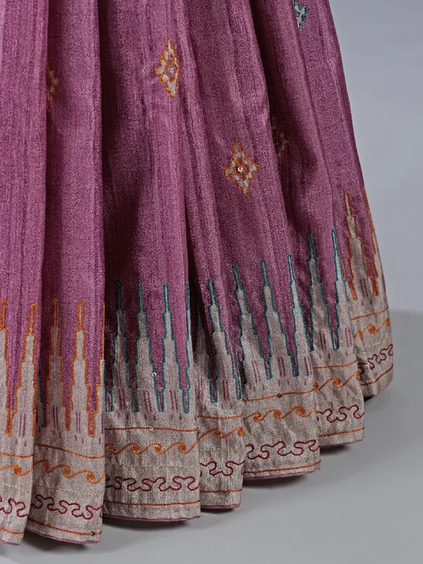 Purple silk saree with thread weaving