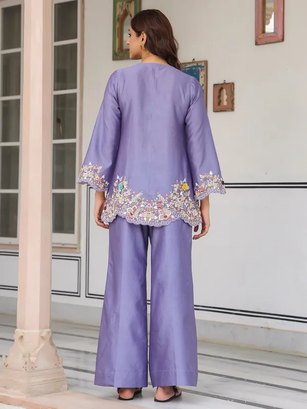 Purple silk tencel pakistani co-ord set