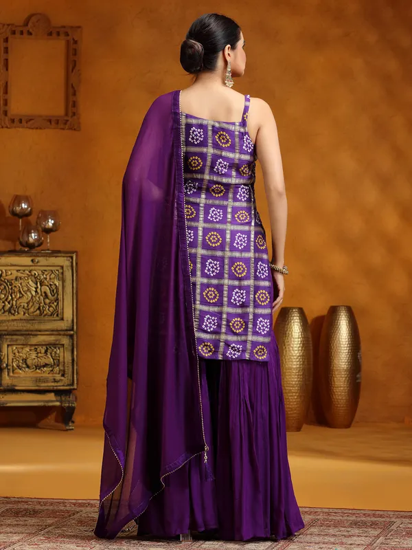Purple silk wedding wear palazzo suit with dupatta