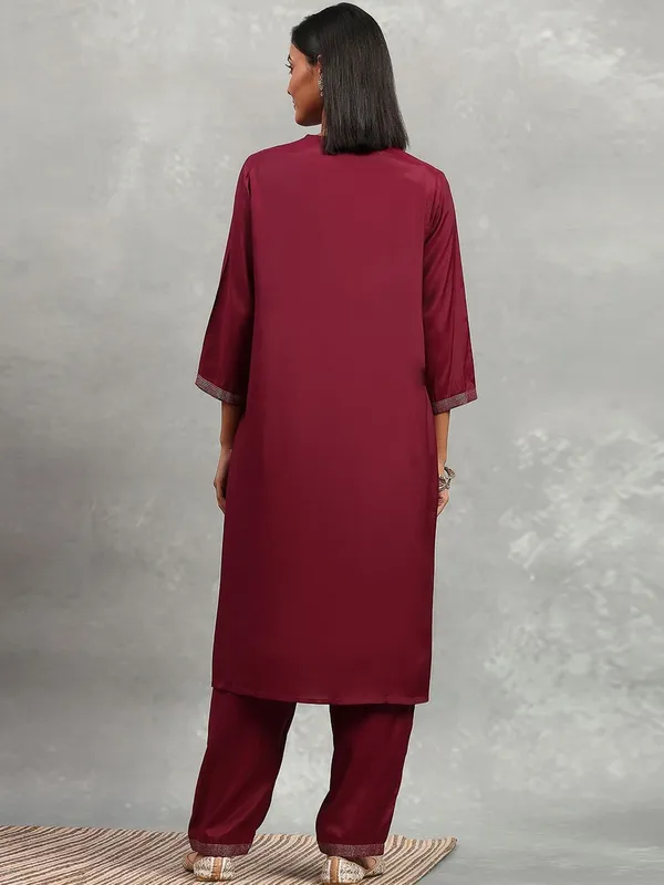 Purple silk women kurti set with print