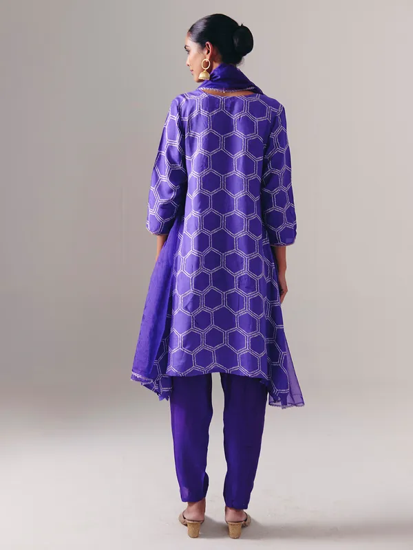 Purple silk yoke style festive salwar suit