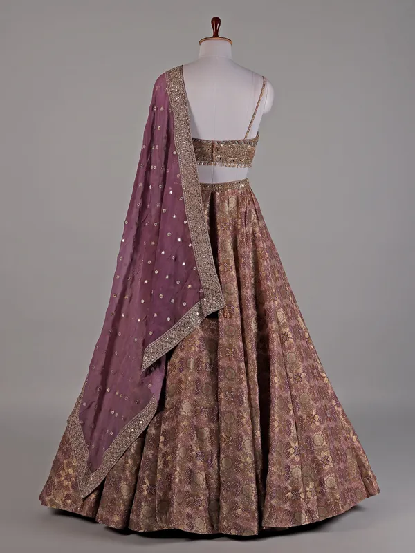 Purple silk zari weaving lehenga choli