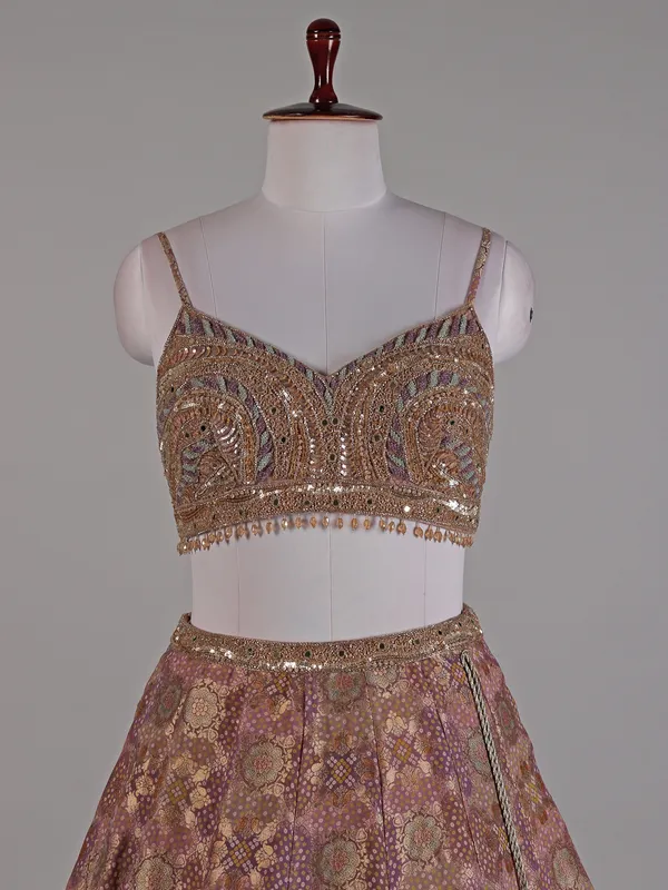 Purple silk zari weaving lehenga choli