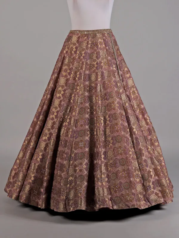 Purple silk zari weaving lehenga choli