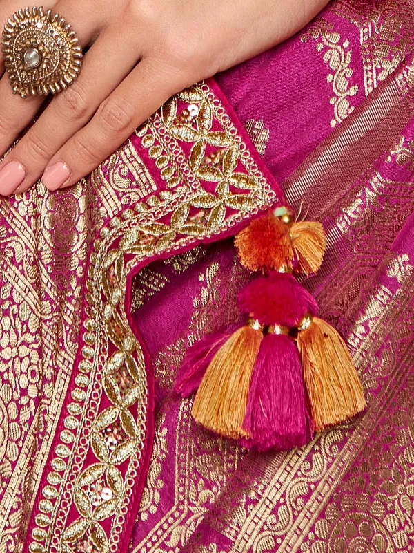 Purple soft dola silk zari weaving saree