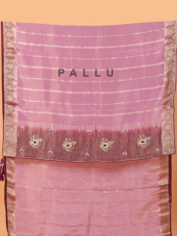 Purple soft organza saree for women
