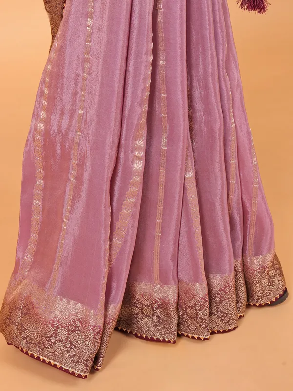 Purple soft organza saree for women