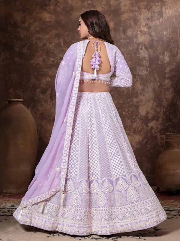 Purple thread worked georgette lehenga choli