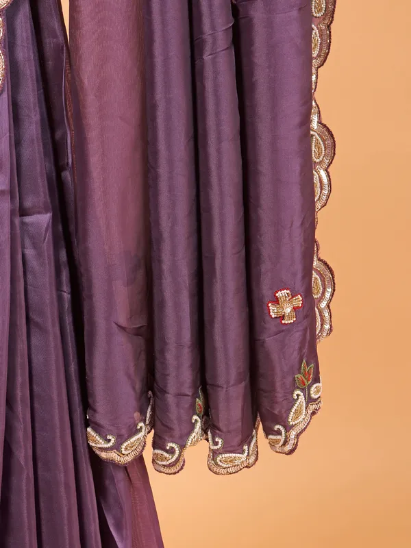 Purple tissue silk saree for wedding wear