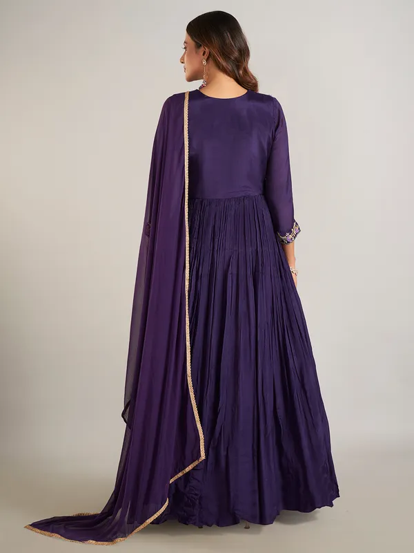 Purple wedding wear georgette anarkali suit